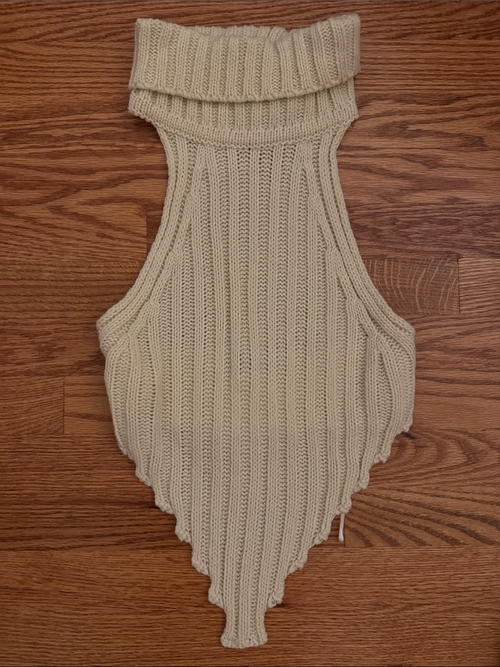 Local European Cream Rib-Knit Turtleneck Halter Top